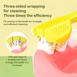 แบรนด์เกาหลี ดร แบ๊ก แปรงสีฟันสามด้านสําหรับเด็กผมนุ่มสําหรับเด็กอายุ 3-12 ปีพร้อมการออกแบบยีราฟการ์ตูนน่ารัก