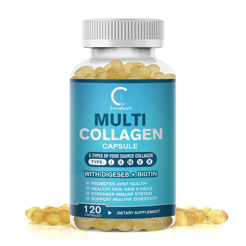 Gpgp Multi-Collagen 120Capsules,Collagen Types I, II, III, V, & X,Vitamin C,Vitamin E,Hyaluronic Acid,skin,ผม,และเล็บ,สุขภาพและกระดูก Strength,สําหรับผู้ชายและผู้หญิง