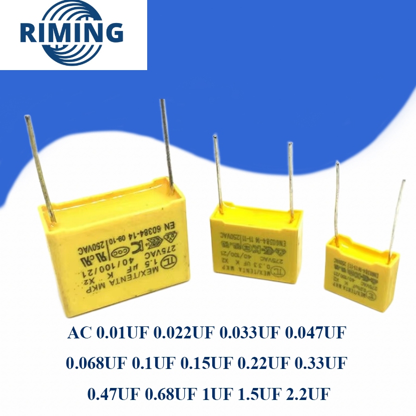 ตัวเก็บประจุความปลอดภัย MKP X2 275V AC 0.01UF 0.022UF 0.03UF 0.047UF 0.068UF 0.1UF 0.15UF 0.22UF 0.33UF 0.47UF 0.68UF 1UF 1.5UF 2.2UF