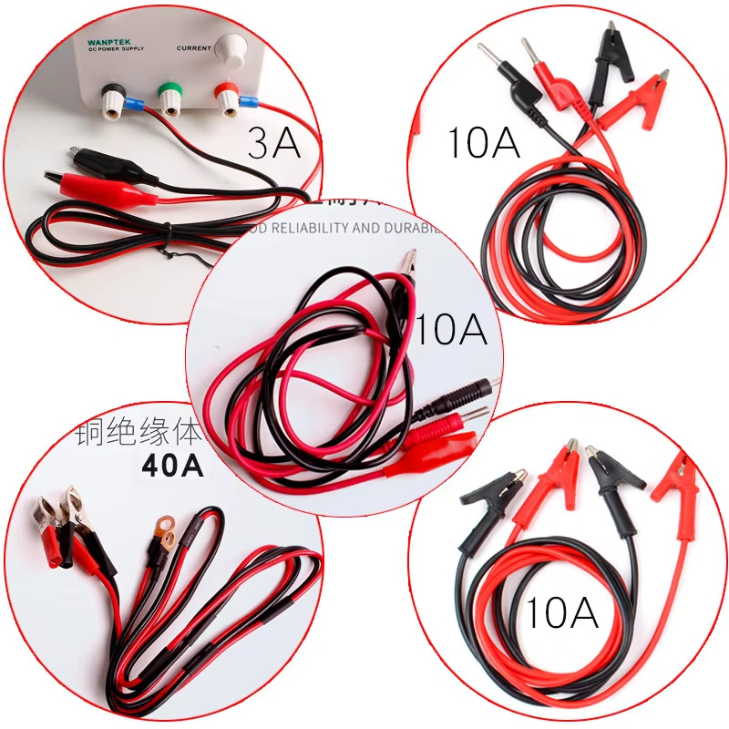 Nice-power 10A ทดสอบตะกั่วสายกล้วยปลั๊กจระเข้ Clamps คลิปจระเข้ทดสอบสายสําหรับ DC Power Supply มัลติมิเตอร์