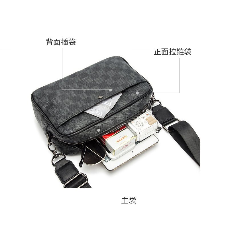 Casual Solid Mens Crossbody Bag Messenger Bag Mens PU Leather Crossbody Shoulder Bags Male Handbag Bags Cross Body Bag