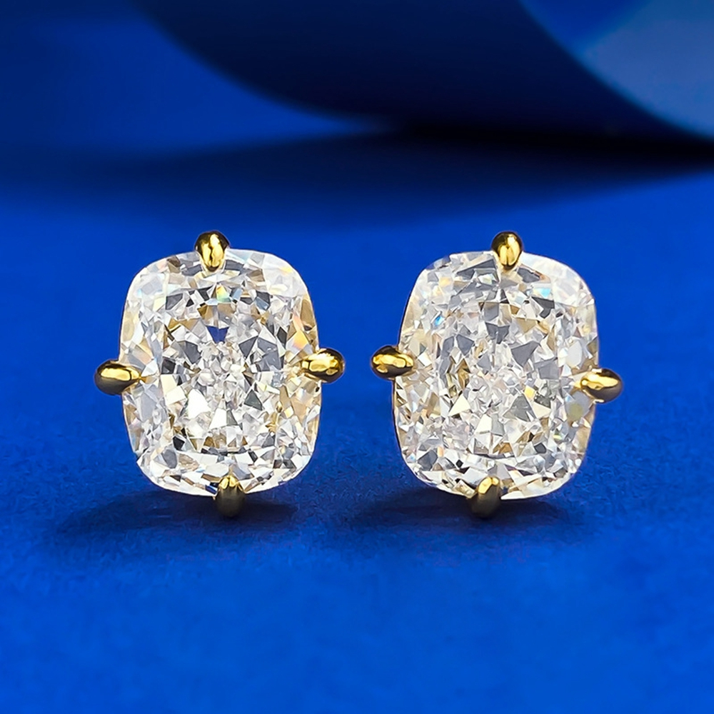 S925 เงินสเตอร์ลิง 18K Gold เพชรคาร์บอนสูง 8 * 10 ต่างหูสุภาพสตรี High-End เครื่องประดับของขวัญ