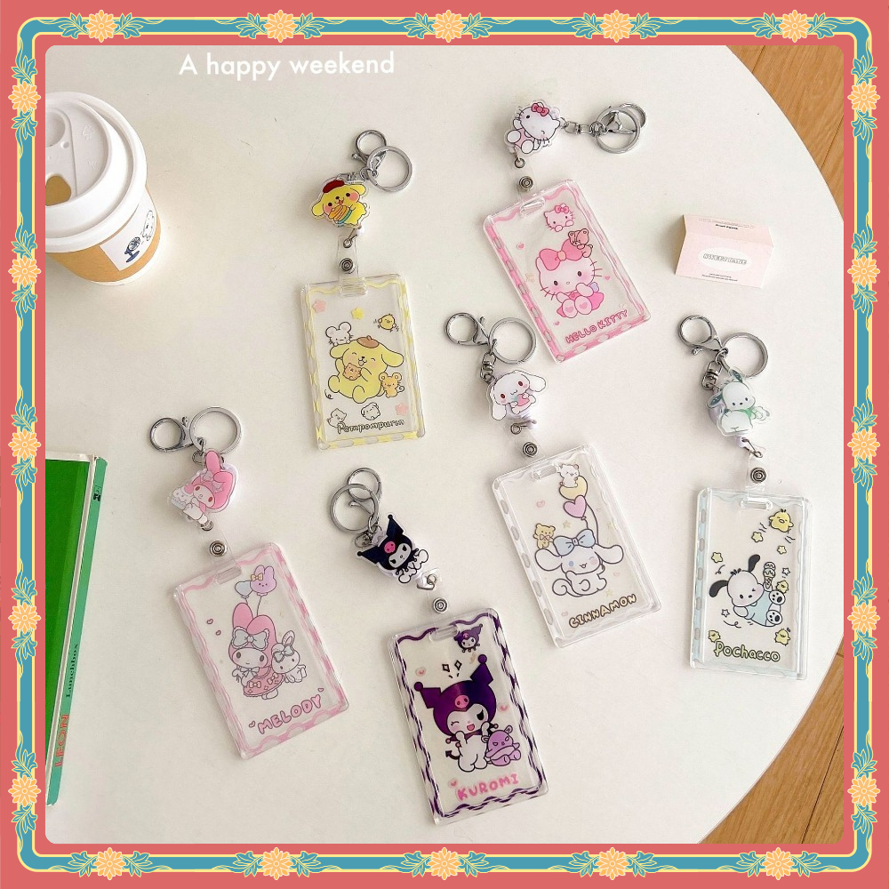 ใหม่ Transparent Sanrio Multi-Function Retractable Card Holder ป้ายชื่อ ID Holder สะดวก Swip Card ID Card Bank Bus Card Access Control Card Student Card Holder Work Permit Work Card Anti-Lost Protective Case Photo Card โพลารอยด์ เคสป้องกันการ์ดรูปถ่า