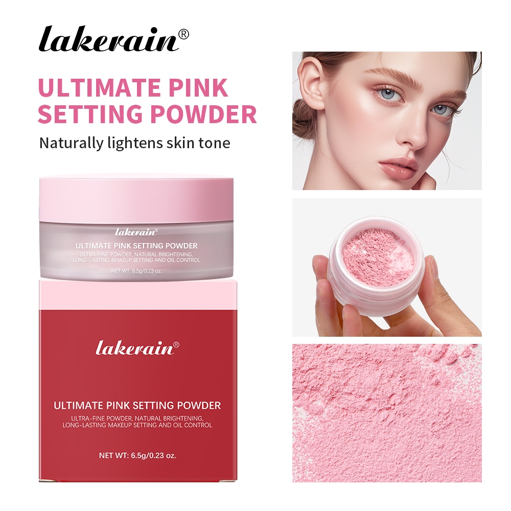 Lakerain Pink Ultimate Fine Setting Powder Oil-Control Makeup Setting Powder Non-Stuck Matte Matte L