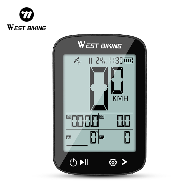 WEST BIKING อัจฉริยะ GPS จักรยานคอมพิวเตอร์ไร้สายจักรยานคอมพิวเตอร์จักรยานวัดระยะทาง Multi Functional หน้าจอ LCD จักรยานเสือภูเขา IPX7 กันน้ํา Speedometer Cadence Sensor