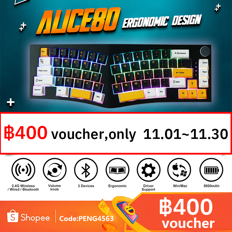 FEKER Alice80 คีย์บอร์ดแบบมีสาย 65% RGB แบบถอดเปลี่ยนได้แบบกำหนดเอง 68 คีย์ Alice80 อุปกรณ์เสริมคีย์บอร์ดสำหรับเล่นเกมสำหรับเกมเดสก์ท็อป