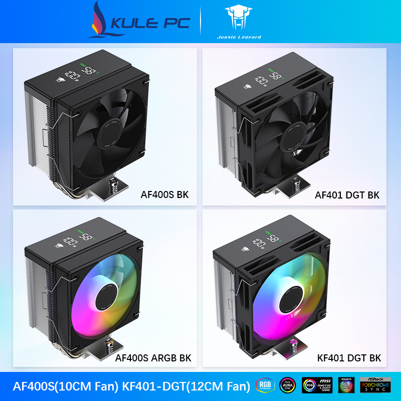 Jungle Leopard AF400S / AF401-DGT / KF401-DGT Digital CPU Cooler อุณหภูมิดิจิตอลสีดํา/สีขาว 10 ซม.120 มม.พัดลม CPU สําหรับ Intel LGA1155 LGA1200 LGA1700 AMD AM5 AM4