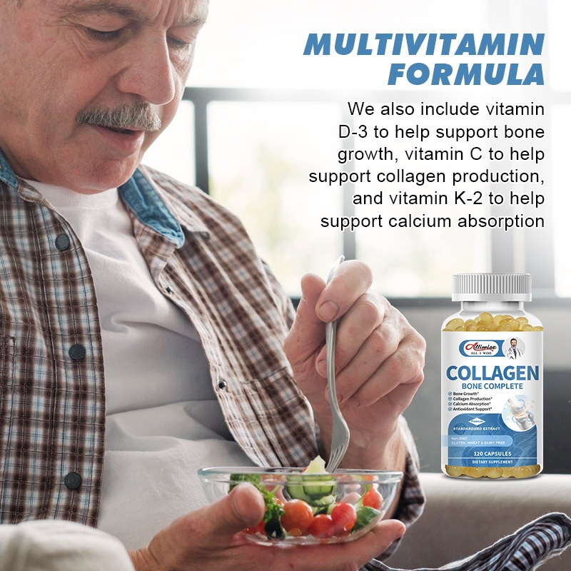 Alliwise คอลลาเจนกระดูก เสริมครบ กระดูกขั้นสูง คอลลาเจนทะเล พร้อมแคลเซียม แมกนีเซียม วิตามิน เพื่อสุขภาพข้อต่อ กระดูก ผิวหนัง และเล็บ