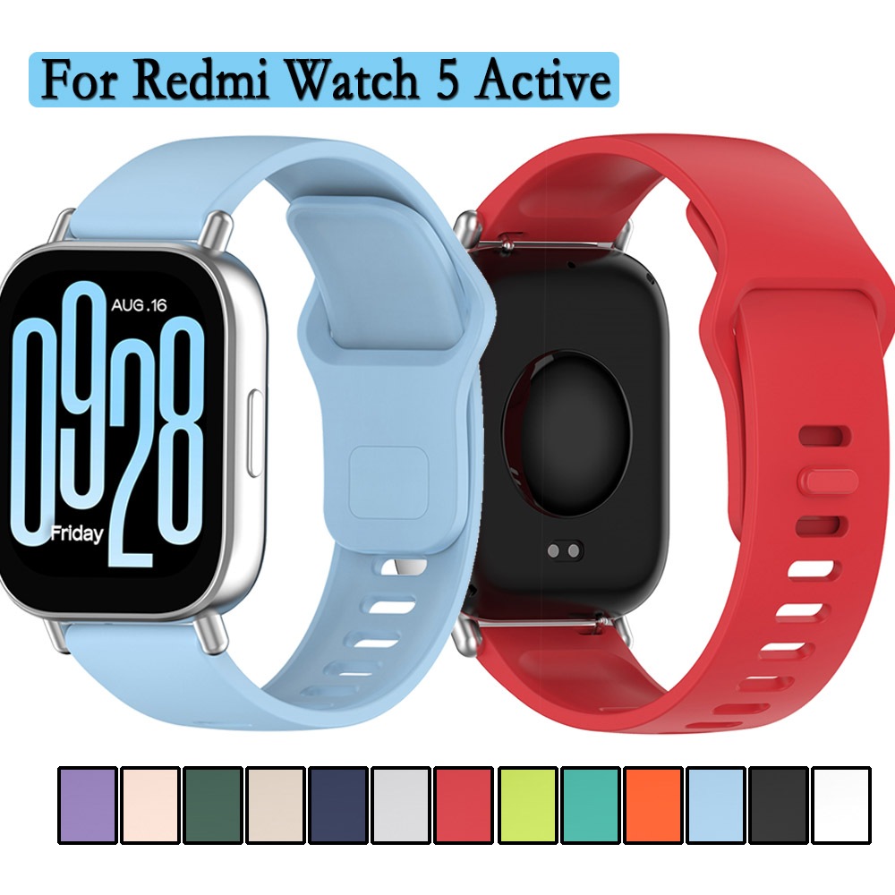 สายนาฬิกาสําหรับ Redmi Watch 5 Active Soft ยางซิลิโคนสายรัดข้อมือสีเดี่ยวซ่อนสายคล้องคอสําหรับ Redmi Watch 5 Active