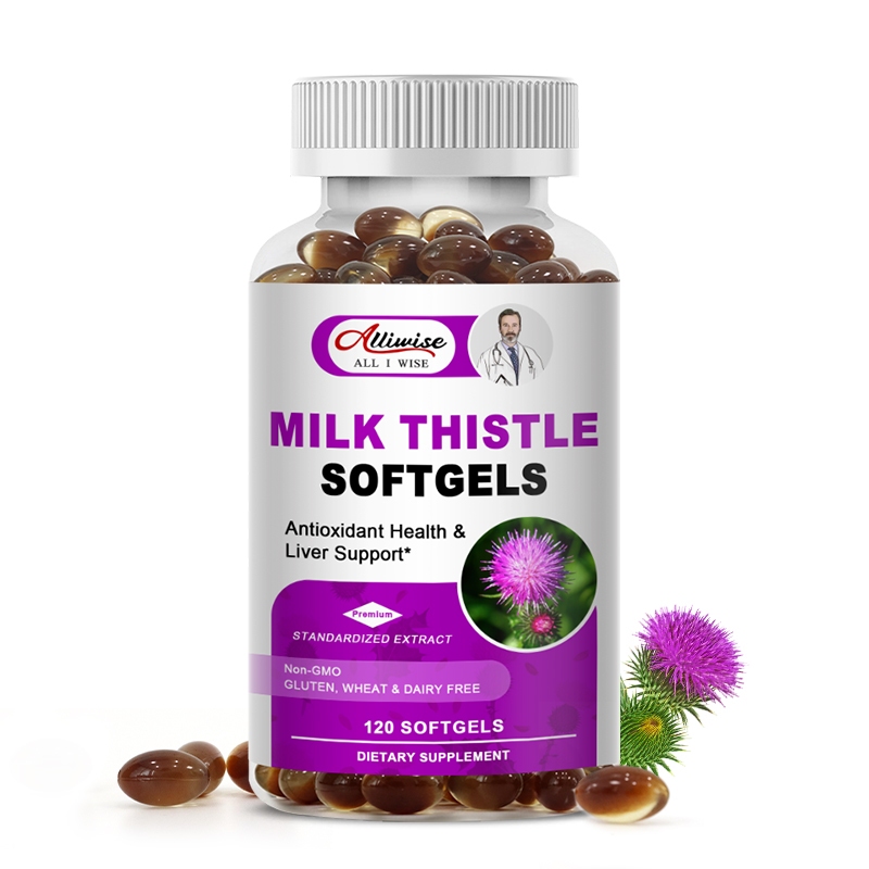 Alliwise Milk Thistle แคปซูลนม 1000 มก. ซิลีมาริน มาริอานัม และรากแดนดิไลออน เพื่อสุขภาพตับ ป้องกันหัวใจ หลอดเลือด สนับสนุนสารต้านอนุมูลอิสระ ดีท็อกซ์