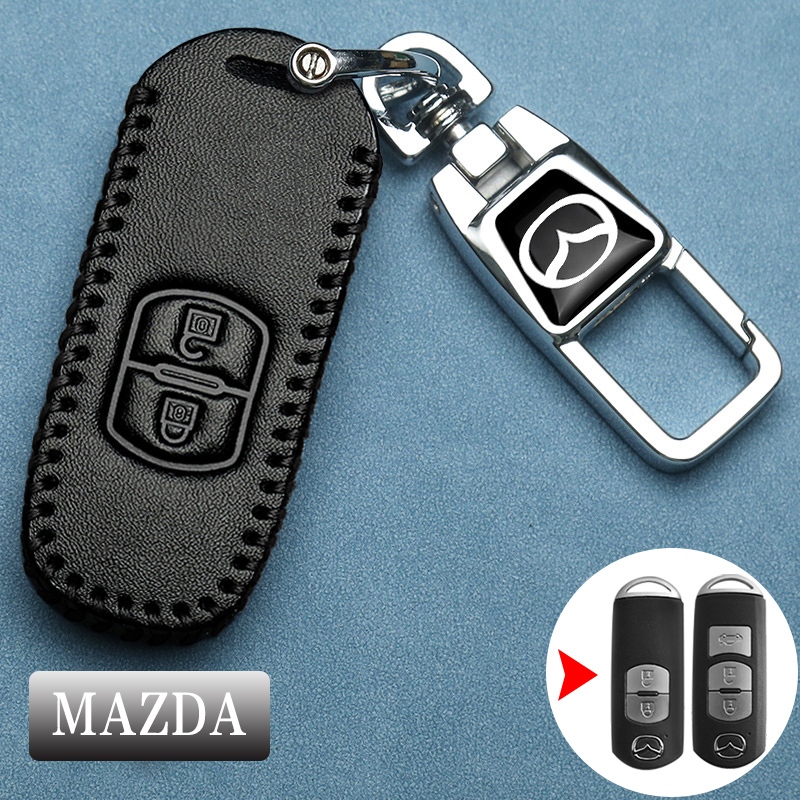 Mazda ของแท้หนังกุญแจรีโมทรถยนต์เหมาะสําหรับ Mazda 2/Mazda3/CX-3/CX-5/Skyactiv ฝาครอบพวงกุญแจอุปกรณ์เสริม
