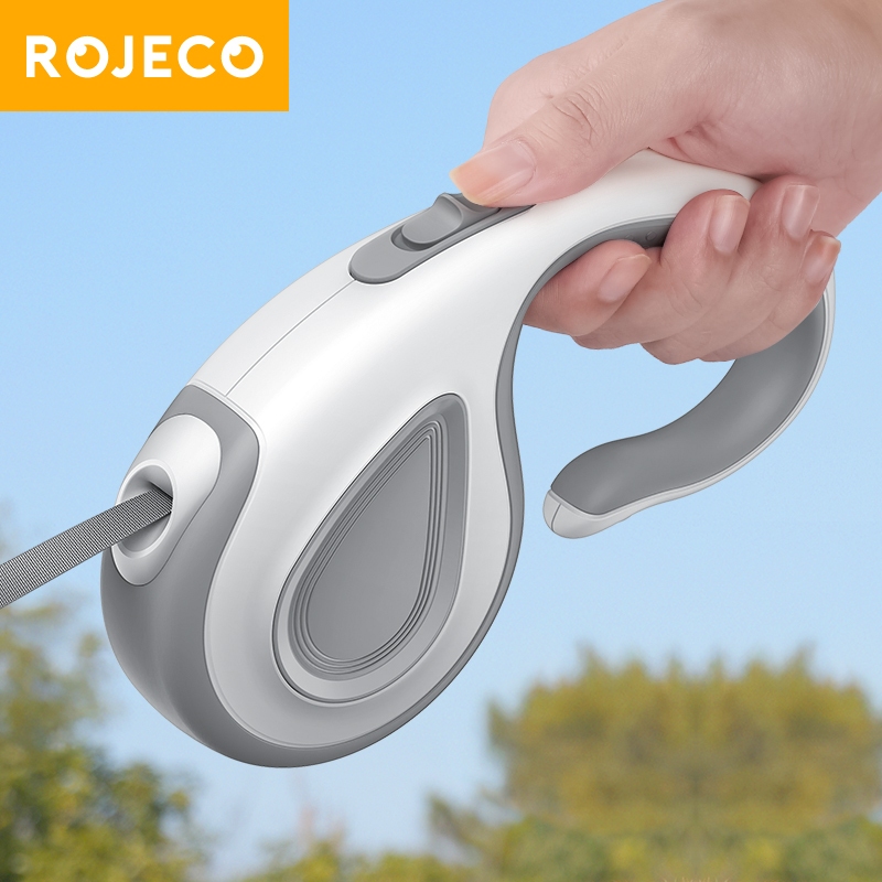 Rojeco สายจูงสุนัขอัตโนมัติ 5 ม. ตะกั่วไนลอนทนทานแบบยืดหดได้สําหรับสุนัขขนาดเล็กขนาดกลางขนาดใหญ่