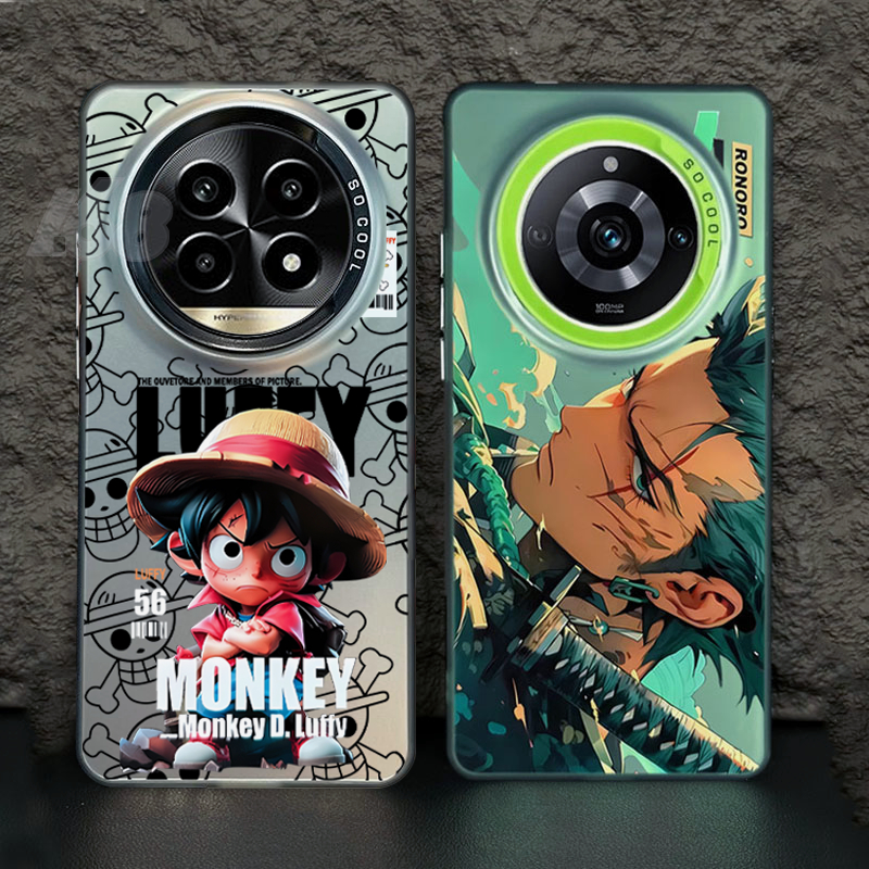 เคส Realme 12 13 Pro Plus 5G เคส Realme 13+ 13 12+ 12X 5G เคสอนิเมะ One Piece เคลือบด้าน แข็ง เคสกันกระแทก Monkey Luffy Zoro เคสโทรศัพท์ พร้อมตัวป้องกันเลนส์กล้อง ป้องกันลายนิ้วมือ