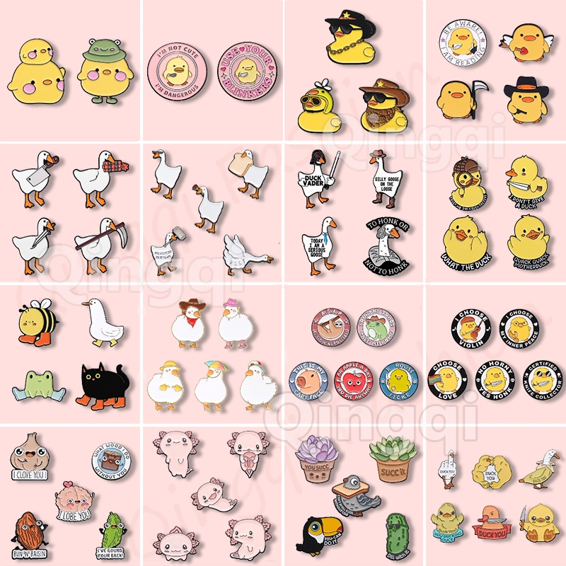 2-6 ชิ้นตลกเป็ดเข็มกลัด Pins การ์ตูนน่ารักเป็ด Capybara สัตว์เข็มกลัดป้ายโลหะกระเป๋าเป้สะพายหลังเสื้อผ้าอุปกรณ์เสริมของขวัญ