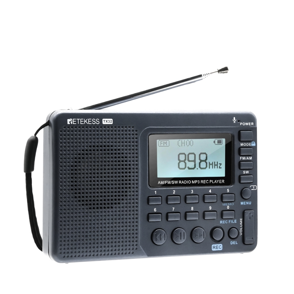 Retekess TX32 วิทยุแบบพกพา FM AM SW วิทยุฟังก์ชั่นจับเวลาการนอนหลับหลายภาษา