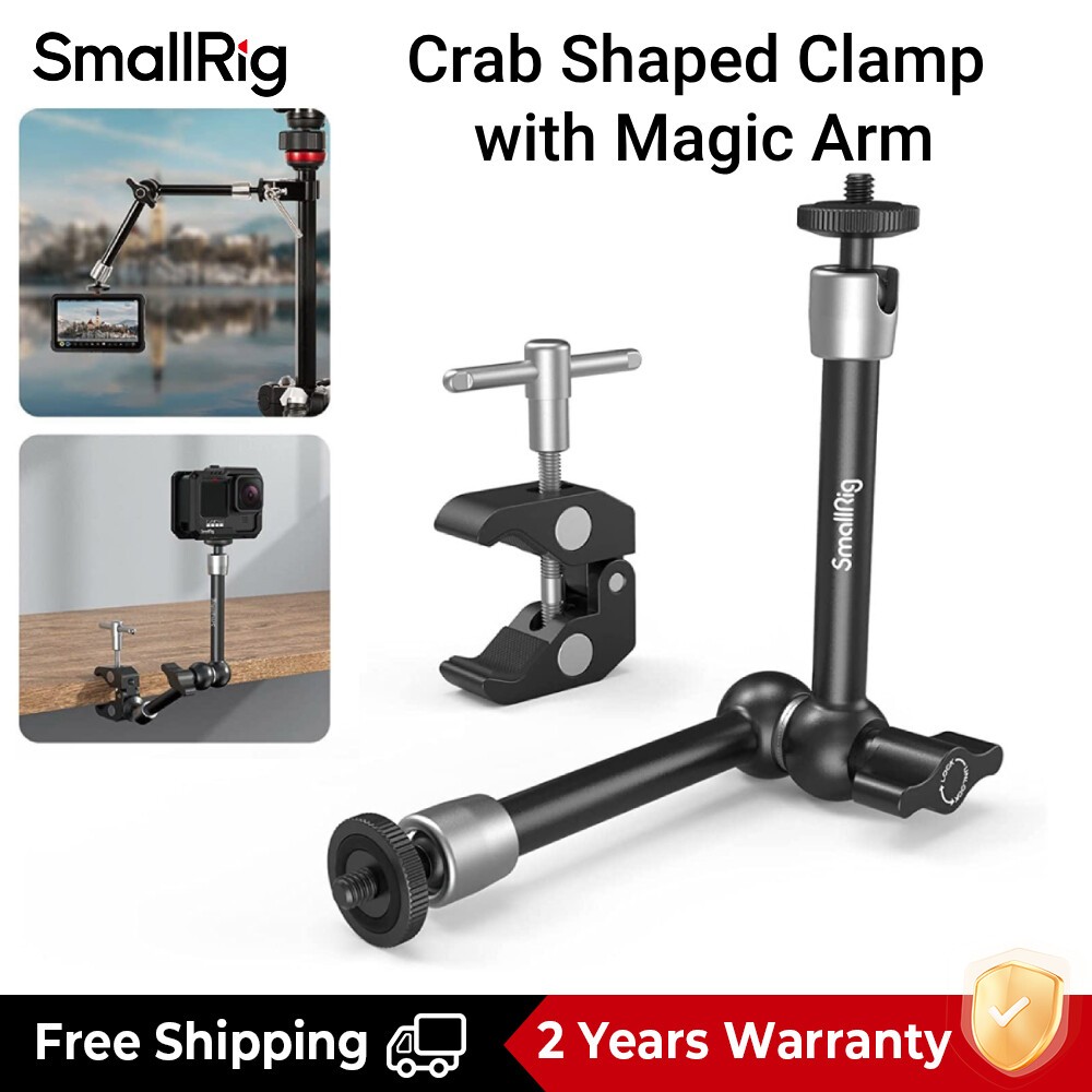 Smallrig แคลมป์หนีบ พร้อมเกลียว 1/4 นิ้ว และ 3/8 นิ้ว และแขนปรับแรงเสียดทานได้ 9