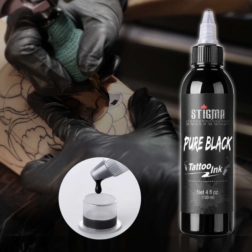 Sigma 120ml หมึกสักถาวรความปลอดภัยแต่งหน้าคิ้วผมเม็ดสีสีดําสีขาว Human Body Art ภาพวาดสี