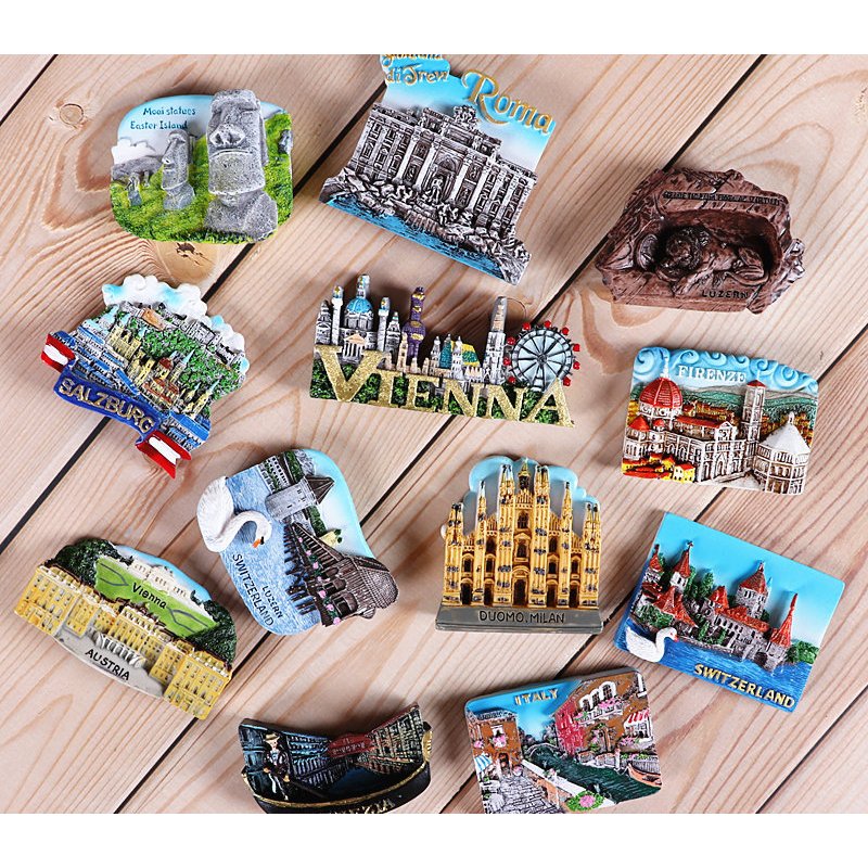 แม่เหล็กติดตู้เย็นอิตาลี ของที่ระลึกท่องเที่ยวในต่างประเทศ สติ๊กเกอร์ติดตู้เย็นแม่เหล็ก อิตาลี Milan Venice สวิตเซอร์แลนด์ ตู้เย็น Sticke