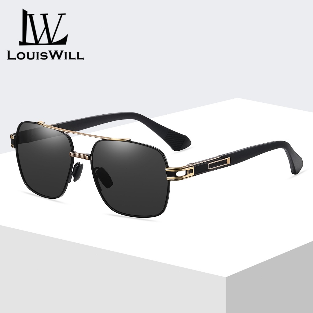 Louiswill ผู้ชายคลาสสิกแว่นตากันแดด Night Vision เปลี่ยนสีอัตโนมัติแว่นตากันแดด Double Beam กรอบ UV400 แว่นตาโพลาไรซ์ขายืดหยุ่น Anti Glare แว่นตา