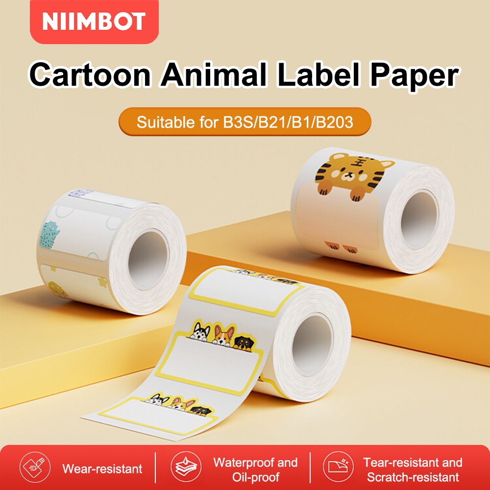 NIIMBOT B1 B21 B3S สติกเกอร์ป้ายชื่อกระดาษกันน้ําการจําแนกการจัดเก็บสติกเกอร์สีสําหรับ