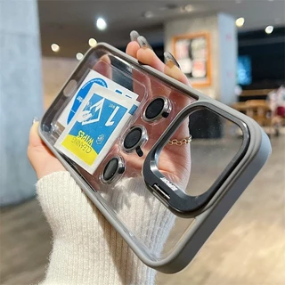เคสโทรศัพท์มือถือ แบบใส ป้องกันเลนส์กล้อง พร้อมแหวนขาตั้ง สําหรับ IPhone 13 11 12 14 15 Pro Max Plus