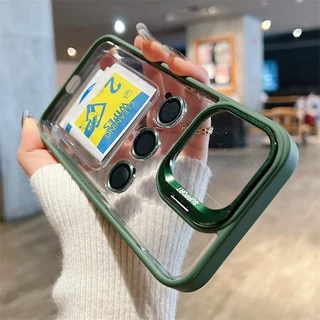เคสโทรศัพท์มือถือ แบบใส ป้องกันเลนส์กล้อง พร้อมแหวนขาตั้ง สําหรับ IPhone 13 11 12 14 15 Pro Max Plus