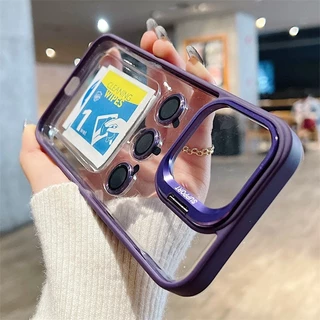 เคสโทรศัพท์มือถือ แบบใส ป้องกันเลนส์กล้อง พร้อมแหวนขาตั้ง สําหรับ IPhone 13 11 12 14 15 Pro Max Plus
