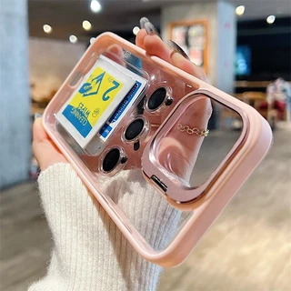 เคสโทรศัพท์มือถือ แบบใส ป้องกันเลนส์กล้อง พร้อมแหวนขาตั้ง สําหรับ IPhone 13 11 12 14 15 Pro Max Plus