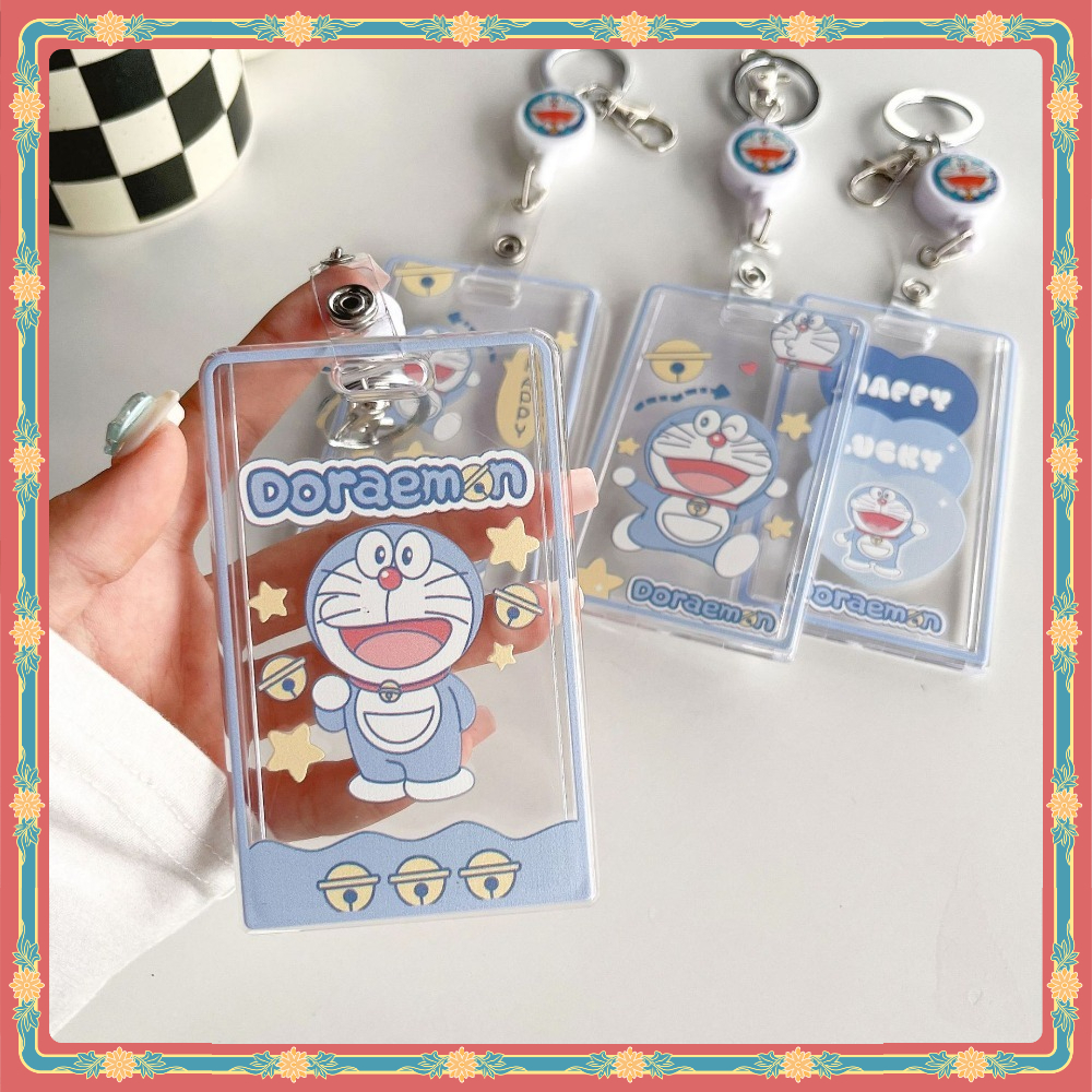 ใหม่ Transparent Doraemon Multi-Function Retractable Card Holder ป้ายชื่อ ID Holder สะดวก Swip Card ID Card Bank Bus Card Access Control Card Student Card Holder Work Permit Work Card Anti-Lost Protective Case Photo Card โพลารอยด์ เคสป้องกันการ์ดรูปถ่า