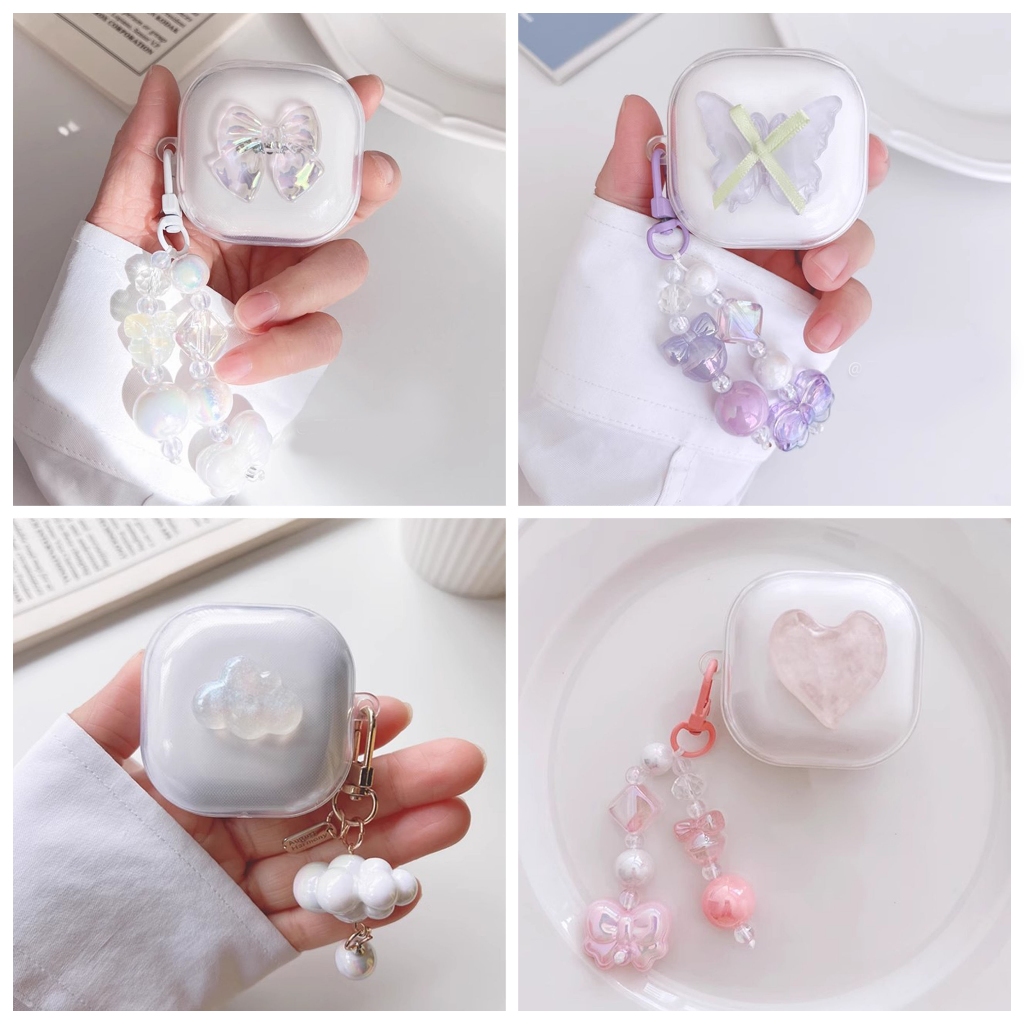 Ins ดอกไม้สําหรับ Baseus WM02/WM01 น่ารักพวงกุญแจซิลิโคนโปร่งใสหูฟังบลูทูธสําหรับ Baseus WM01