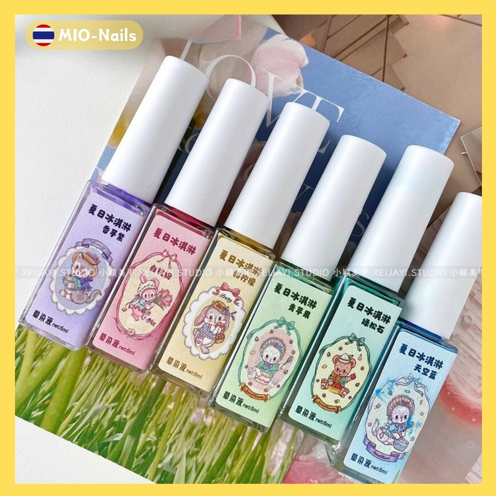 [จัดส่งได้] XiaoYing 6 สี ของเหลว ยาทาเล็บ ชุด (ไม่มีการ์ดสี) ใช้ง่าย.สด สี อ่อนนุ่ม