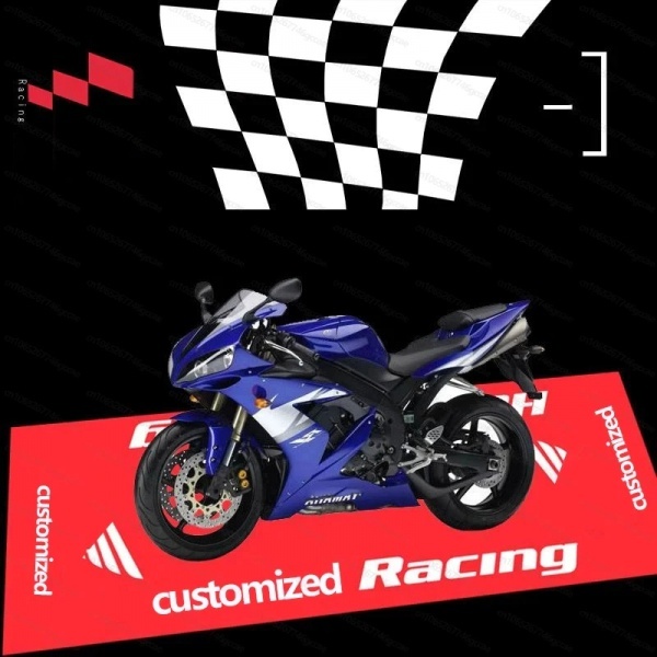 80 x 180 ซม. พรมจอแสดงผลโพลีเอสเตอร์รถจักรยานยนต์พรมกันลื่น Yamaha 1 พรม Honda Kawasaki BMW พรมกันลื่นพรมตกแต่ง