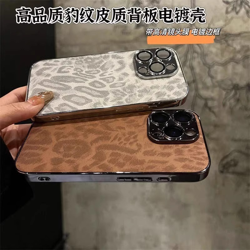 หรูหราเสือดาวพิมพ์หนังเคสโทรศัพท์สําหรับ ไอโฟน 16 15 11 12 13 14 มือโปร สูงสุด 14 15 16บวก ปก