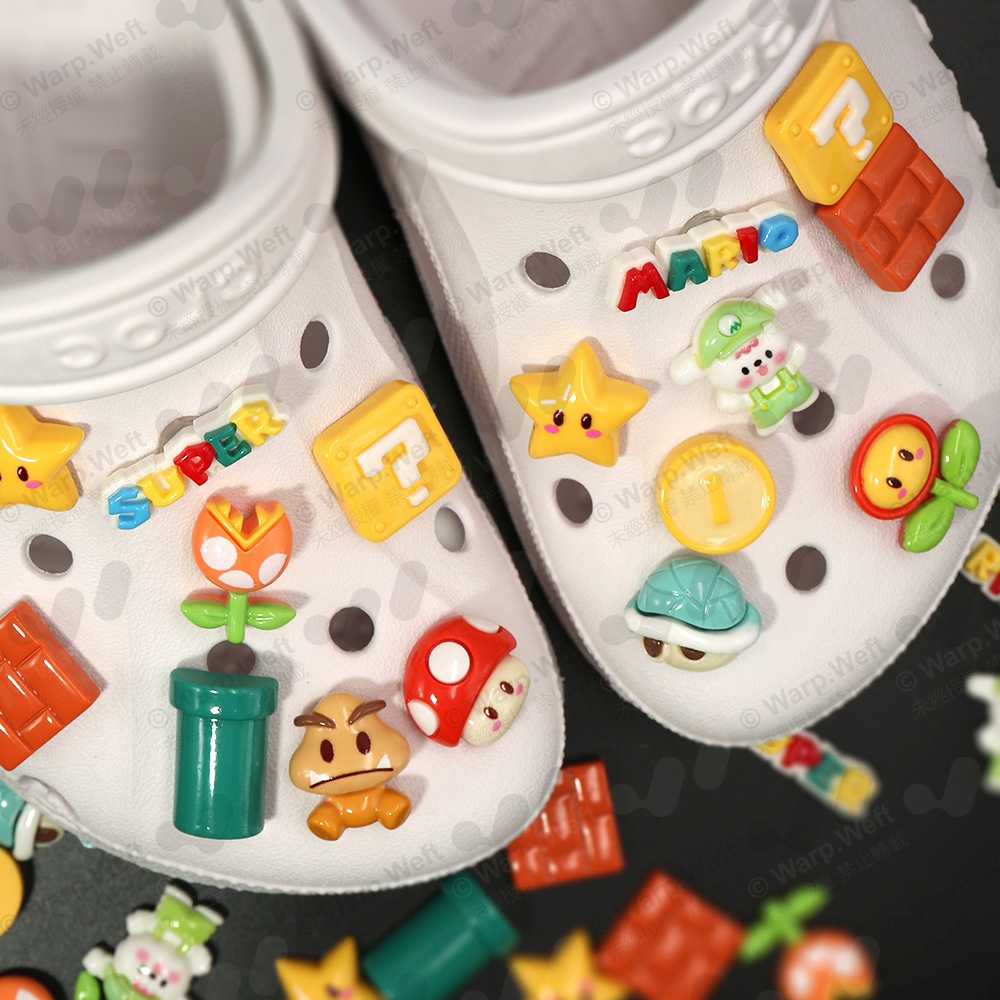 Super Mario series Charm สําหรับ Clog Sandal, Pin Buckle Diy รองเท้าผู้หญิงปุ่มอุปกรณ์ตกแต่ง