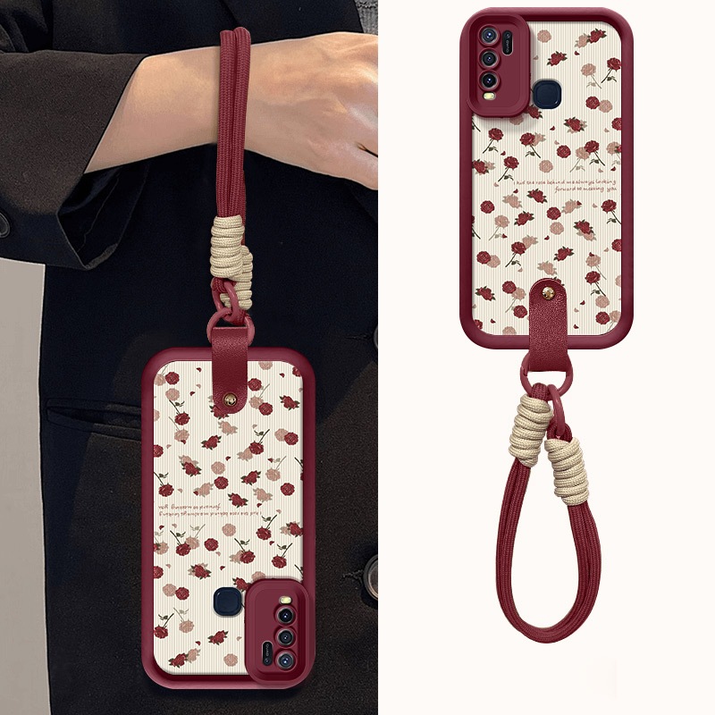 ซิลิโคนนุ่มการ์ตูนหนังเคสโทรศัพท์สายคล้องมือโทรศัพท์ Anti-drop กรณีเหมาะสําหรับ Vivo Y50/Y30 4G/Y30i/1935/1938