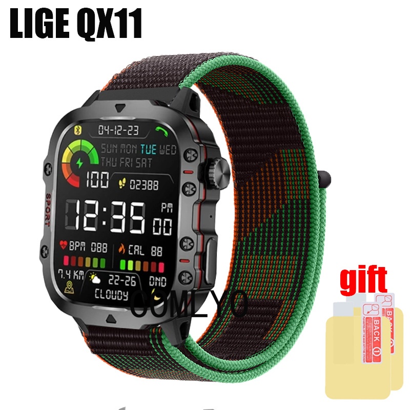 สําหรับ LIGE QX11 สมาร์ทนาฬิกาสายรัดข้อมือไนลอนห่วงวงผู้หญิงผู้ชายสร้อยข้อมือป้องกันหน้าจอฟิล์ม