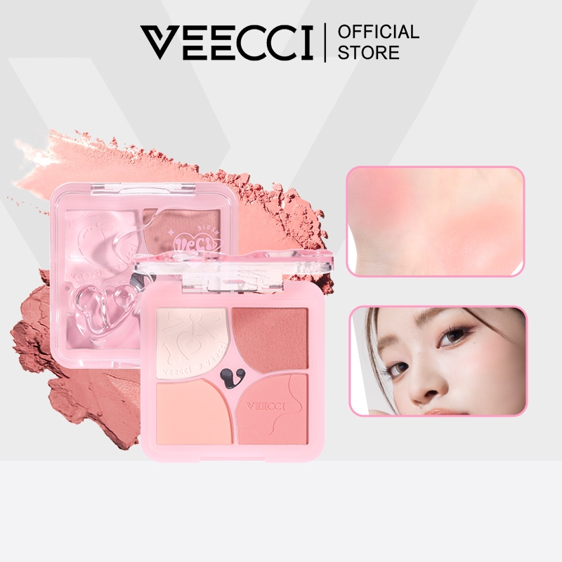 VEECCI บลัชออน ไฮไลท์ 4 in 1 บลัชออนครีม เคลือบ อเนกประสงค์ แบบพกพา รายวัน แต่งหน้า 6g