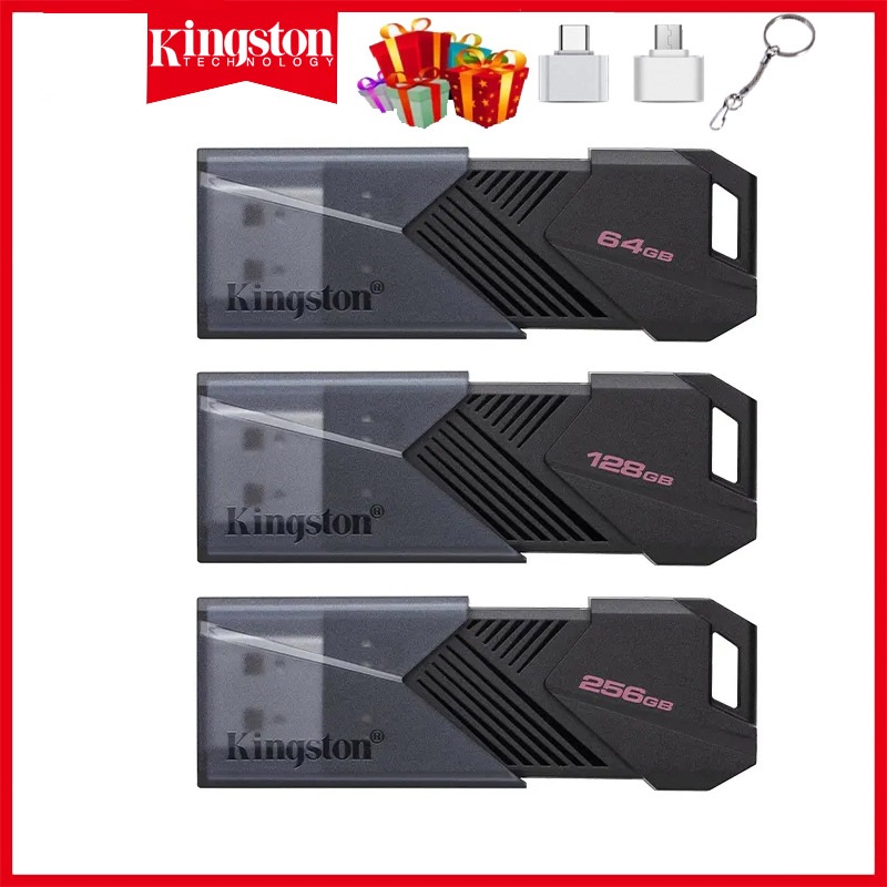 Kingston USB 3.2 High-Speed Flash Memory Driver 128GB, 256GB, 64GB Waterproof Pen Flash Memory Driver, พร้อมอะแดปเตอร์ TYPE-C, เหมาะสําหรับโทรศัพท์มือถือ, คอมพิวเตอร์, ลําโพง