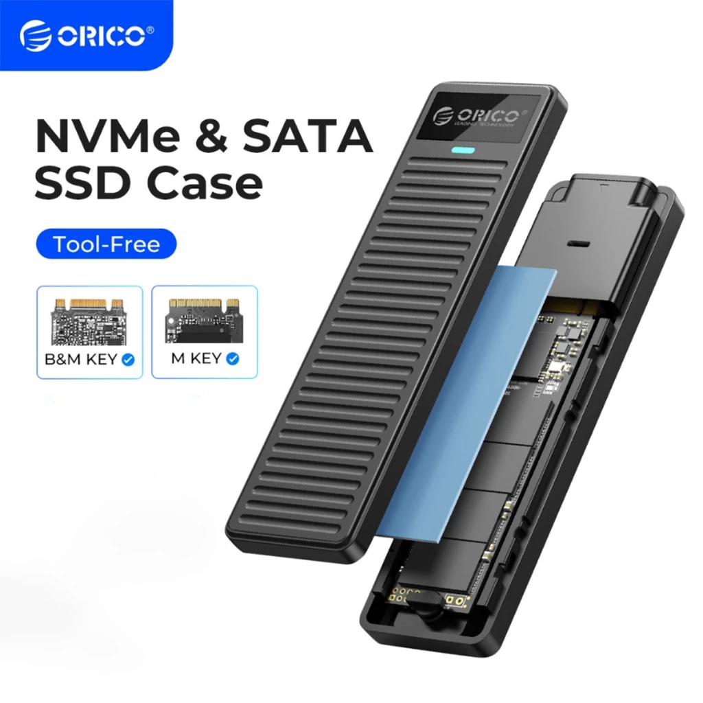 Orico M.2 NVMe SSD Enclosure 10Gbps USB 3.2 Gen2 NVMe SATA เครื่องมือฟรีรองรับ UASP (PDDM2C3)