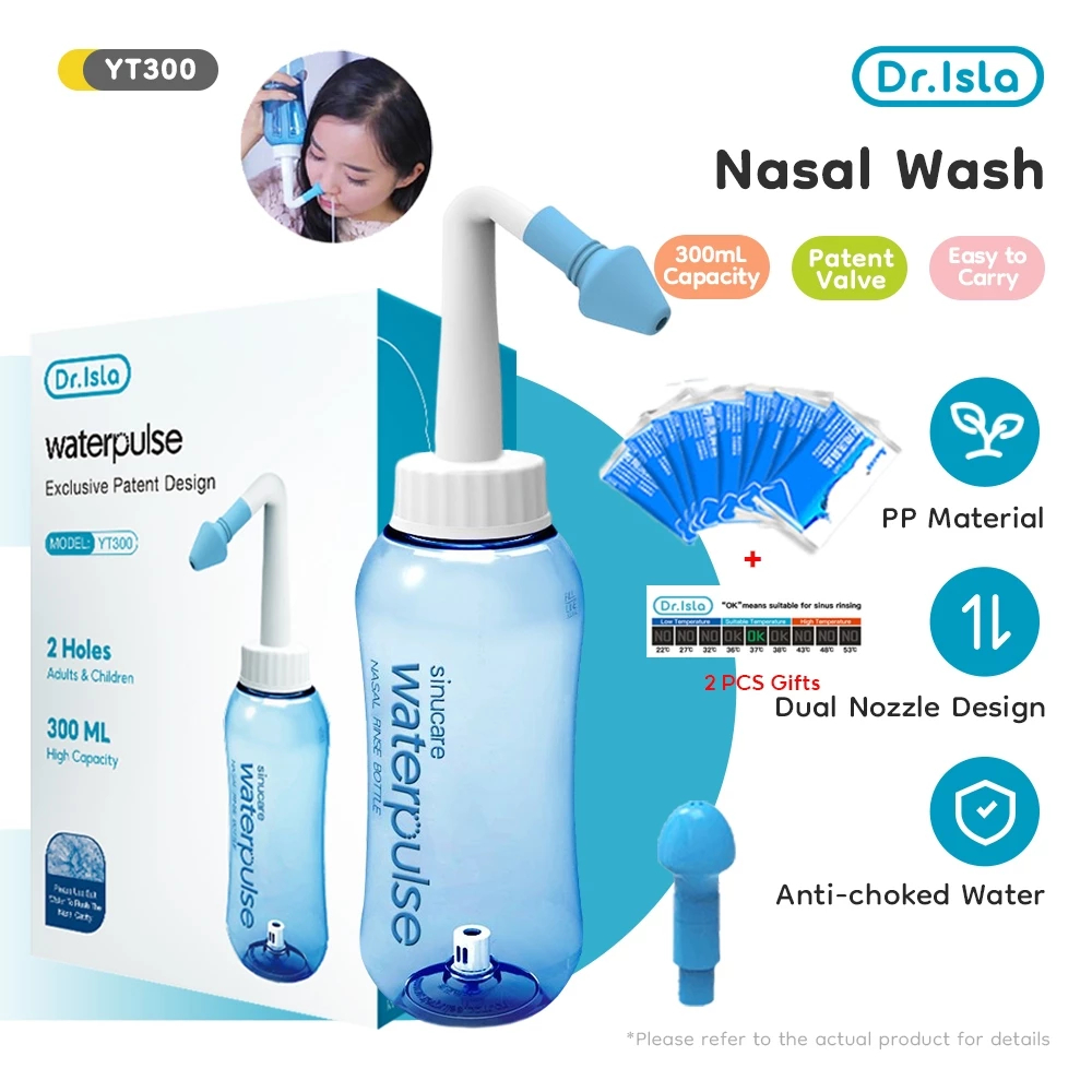 Dr.isla YT300 ขวดล้างจมูก ที่ล้างจมูก+ เกลือ * 10 ซอง อุปกรณ์ล้างจมูก เกลือล้างจมูก ขวดน้ำล้างจมูก ได้ทั้งเด็ก มีหัวเปลี่ยนสำหรับเด็กและผู้ใหญ่