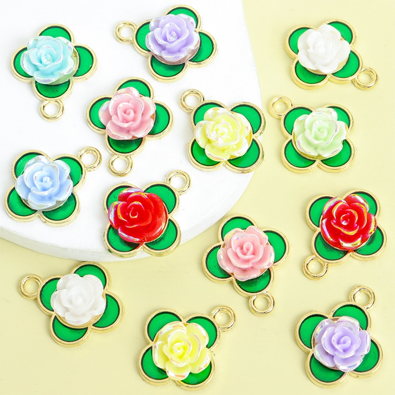 10pcs Multicolor Luminous เรซิ่นดอกไม้และสีเขียว Leaf Design เคลือบ Charms Glow-in-Dark 8 รูปแบบ Rose จัดแต่งทรงผมจี้โลหะผสมสําหรับ DIY สร้อยคอสร้อยข้อมือต่างหูโทรศัพท์พวงกุญแจ