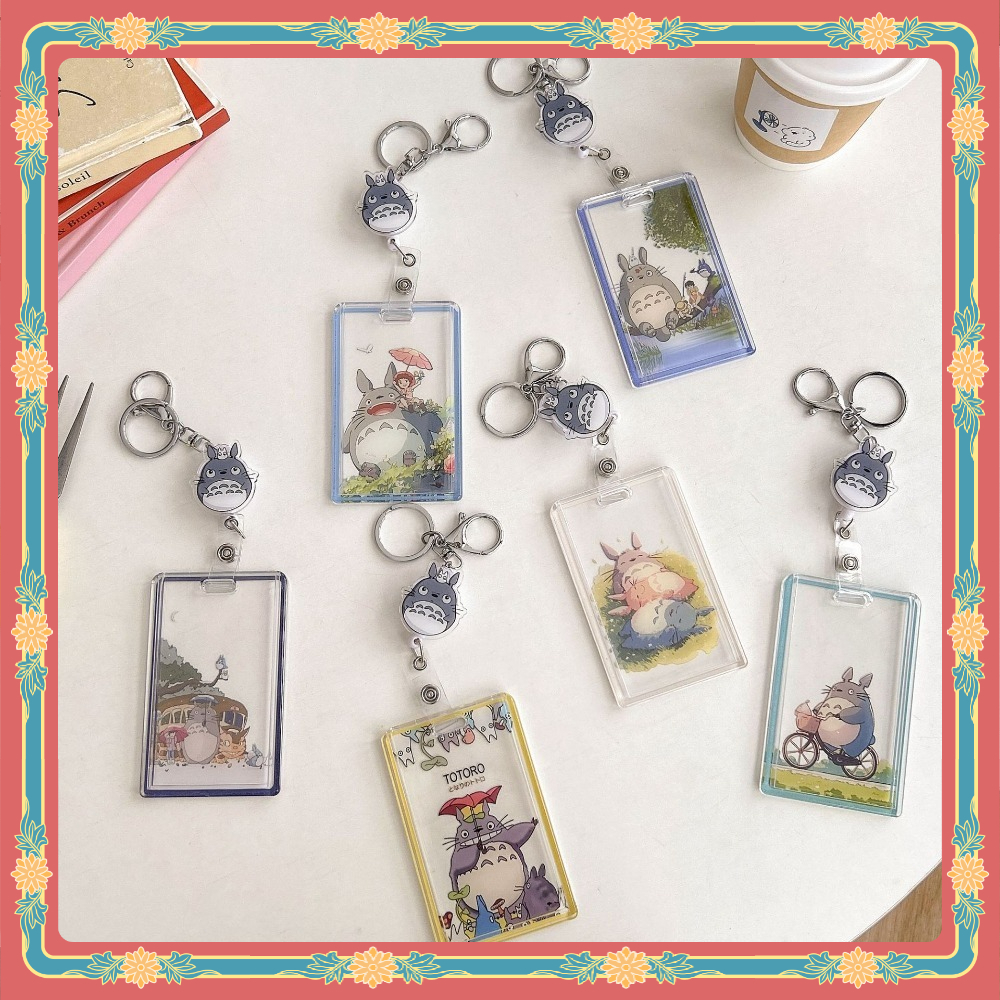 ใหม่ Transparent Totoro Multi-Function Retractable Card Holder ป้ายชื่อ ID Holder สะดวก Swip Card ID Card Bank Bus Access Control Student Holder Work Permit Work Anti-Lost Protective Case Photo โพลารอยด์ เคสป้องกันการ์ดรูปถ่า