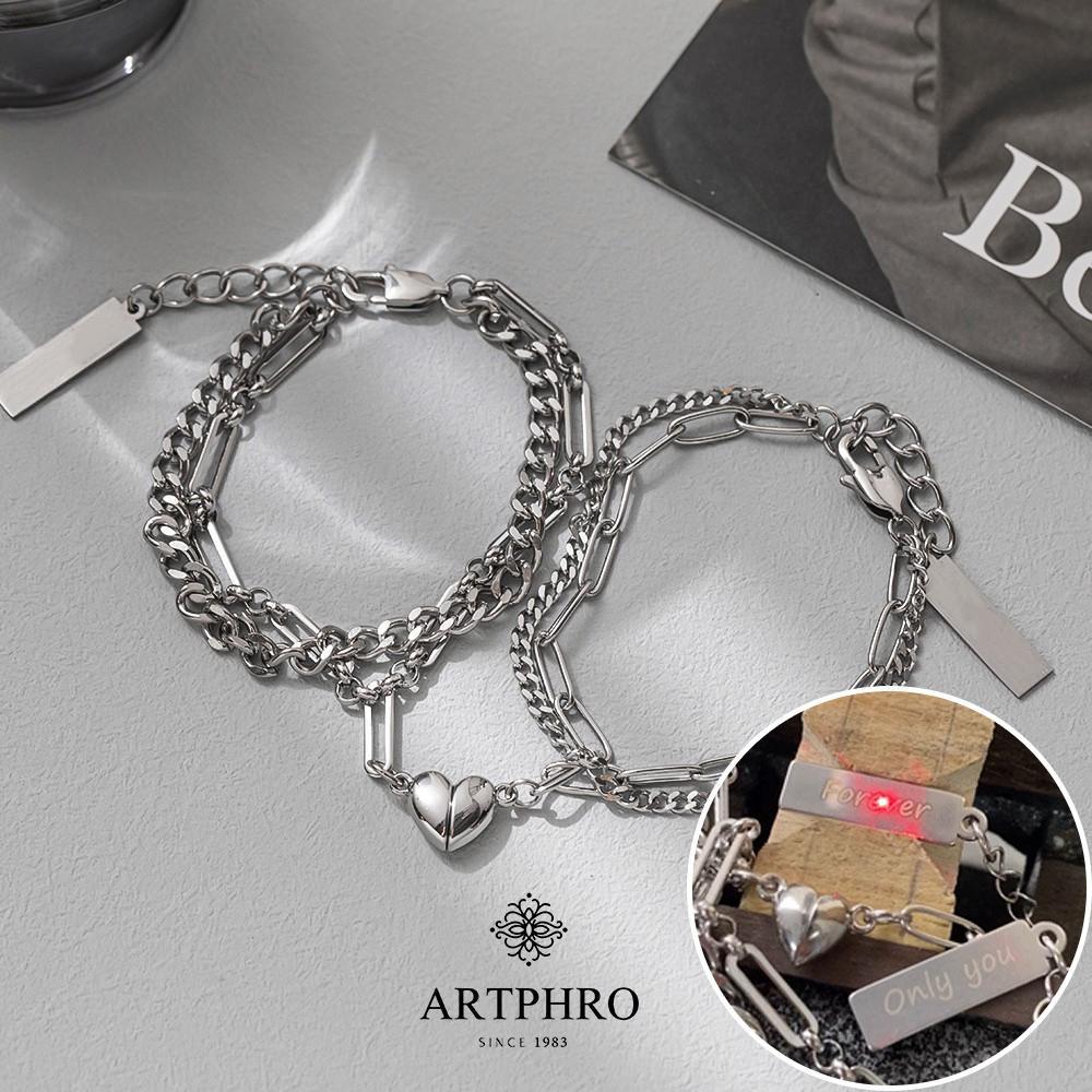 A-【สลักชื่อ】 ARTPHROกําไลคู่ กำไลข้อมือคู่ สแตนเลส ไม่ลอก ดำ,กับแฟน,รักระยะไกล,กับเพื่อน ,กำไลข้อมือ คู่รัก กำไลข้อมือคู่แฟน/เพื่อน