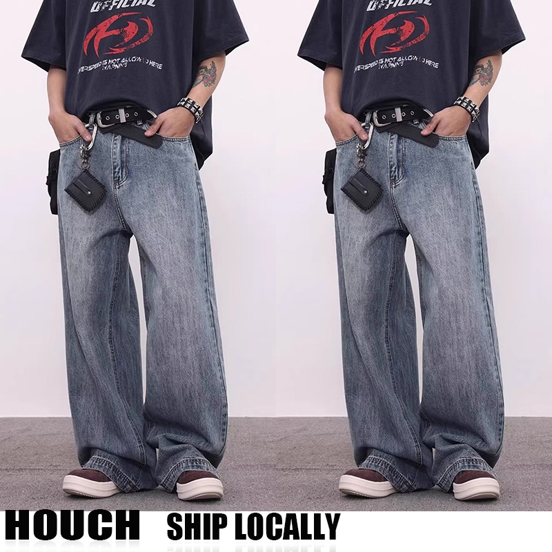 Houch พร้อมส่ง COD กางเกงยีนส์คุณภาพสูงสไตล์เกาหลีสําหรับผู้ชายกางเกงหลวมตรงสําหรับกางเกงยีนส์ผู้ชายสําหรับผู้ชาย