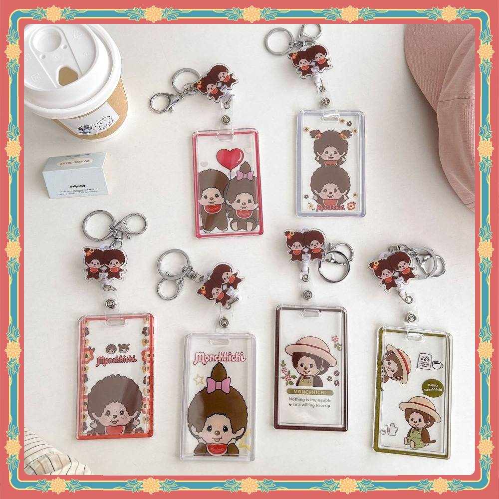 ใหม่ Transparent MONCHHICHI Multi-Function Retractable Card Holder ป้ายชื่อ ID Holder สะดวก Swip Card ID Card Bank Bus Card Access Control Card Student Card Holder Work Permit Work Card Anti-Lost Protective Case Photo Card โพลารอยด์ เคสป้องกันการ์ดรูปถ่า