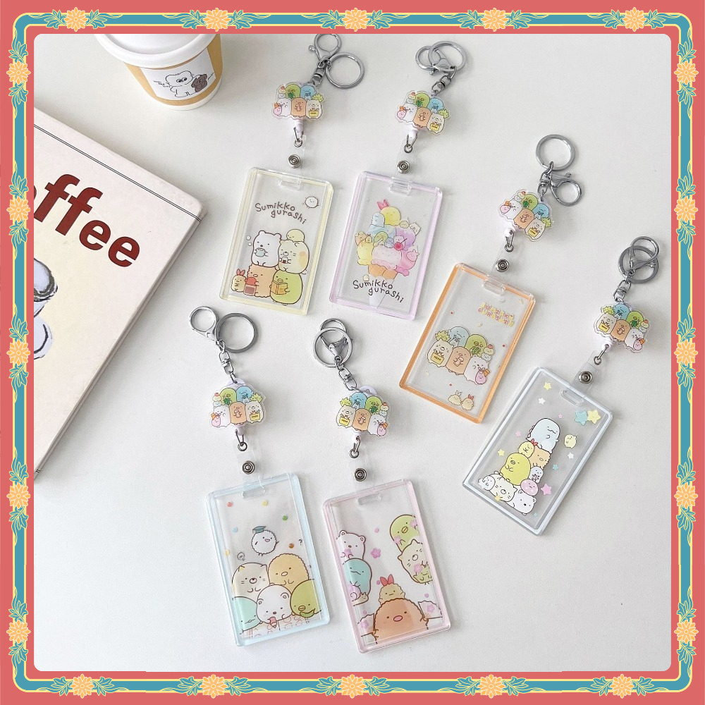 ใหม่ Transparent Sumikkogurashi Multi-Function Retractable ป้ายชื่อ ID Holder ป้องกันสูญหาย ใส่บัตรพนักงาน/นักเรียน/รถบัส/ธนาคาร ใส่รูปถ่ายโพลารอยด์