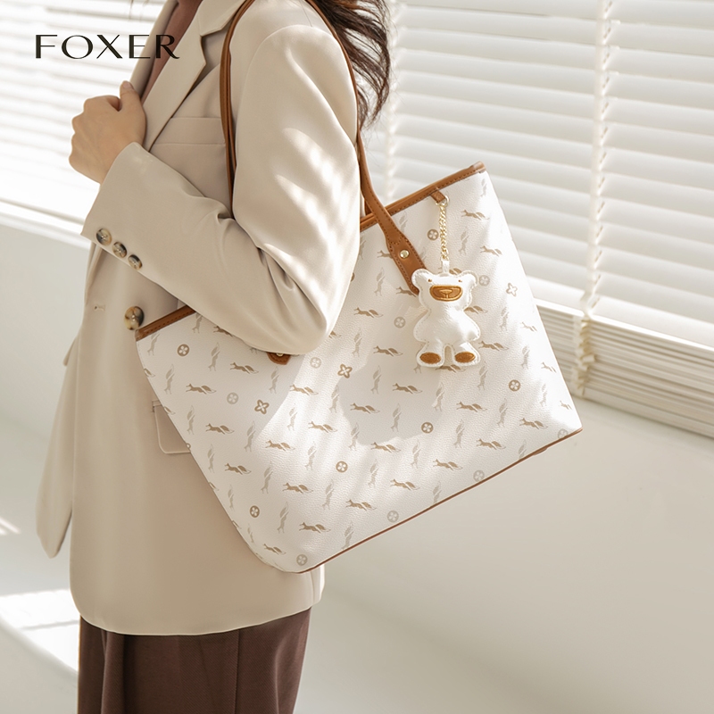 FOXER กระเป๋าถือ สไตล์เรียบง่าย ลายพิเศษ ขนาดใหญ่ ความจุมาก เหมาะสำหรับทุกวัน