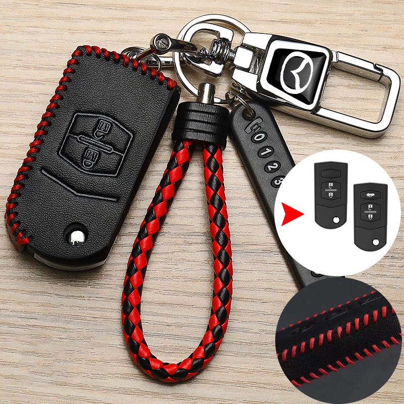 Mazda ของแท้หนังรถ Remote Key Case เหมาะสําหรับ Mazda 2/3/5/6/RX8/MX5/CX3/CX5/CX7 ฝาครอบพวงกุญแจอุปกรณ์เสริม
