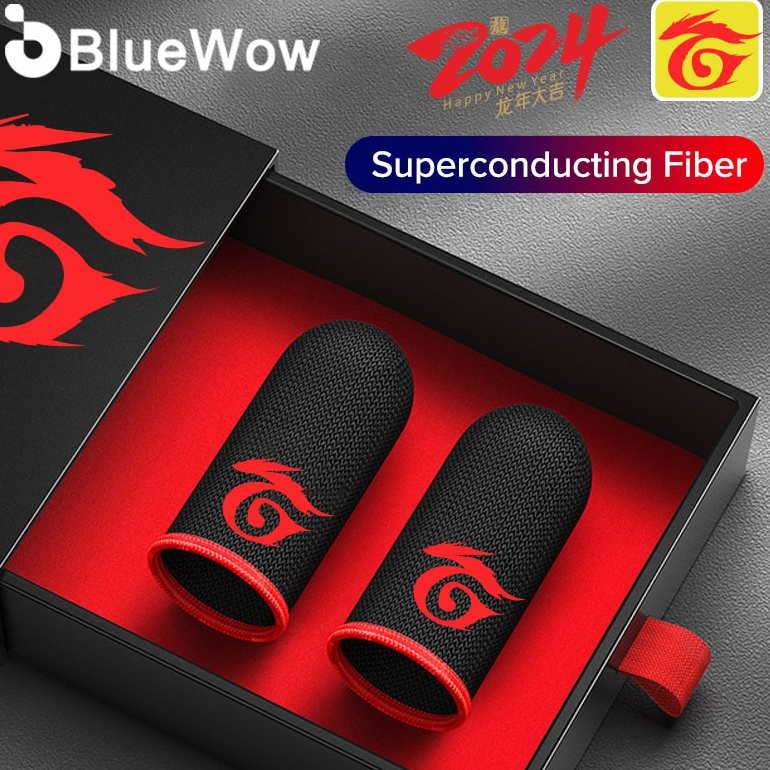 Bluewow Exclusive - ถุงมือเล่นเกม ไฟเบอร์ สีเงิน ปลอกนิ้วสำหรับเล่นเกม โลโก้ Ga.re.na ปลอกนิ้วสำหรับเล่นเกมมือถือ สีแดง ป้องกันเหงื่อ สําหรับเล่นเกม Free.Fire