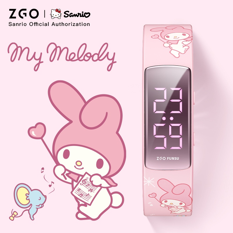 ZGO x Sanrio Kuromi นาฬิกากีฬากันน้ําอิเล็กทรอนิกส์นาฬิกาเด็กการออกแบบที่เรียบง่ายเหมาะสําหรับของขวัญ 6262